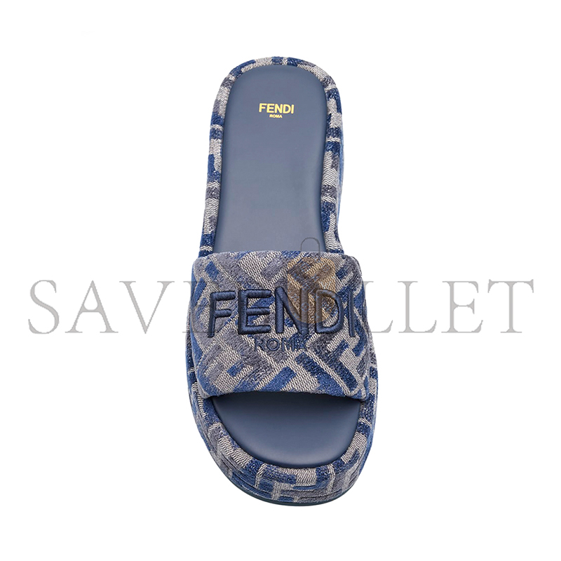 FENDI SUNSHINE FF CHENILLE JACQUARD PLATFORM SANDALS 